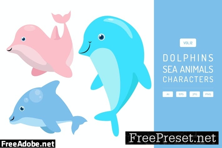 Cute Dolphins - Sea Animals Characters Vol.12 Q7CK5VE