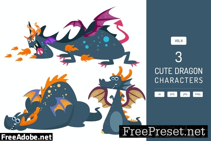 Cute Dragon Characters Vol.11 77N9436