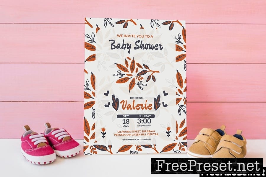 Cute Floral Theme - Baby Shower Invitation R5NEPD6