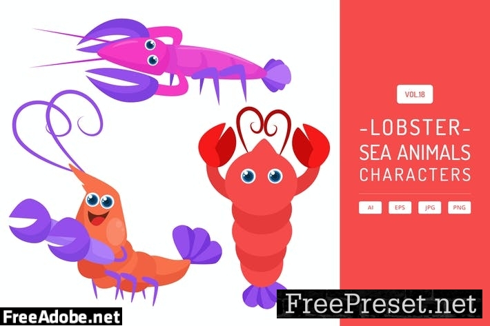 Cute Lobster - Sea Animals Characters Vol.18 3E363RU