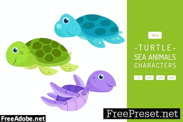 Cute Sea Turtle - Sea Animals Characters Vol.8 CH58YTA