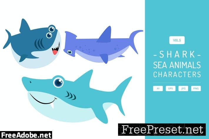 Cute Shark - Sea Animals Characters Vol.5 L6TM7SZ