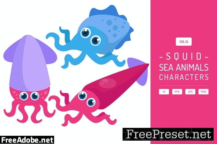 Cute Squid - Sea Animals Characters Vol.15 JJFUMML