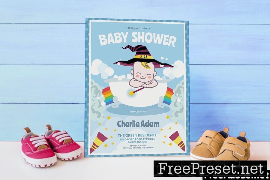 Cute Wizard - Baby Shower Invitation