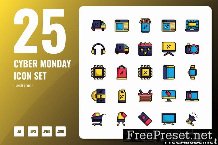 Cyber Monday Lineal Icons 2CBD7MF