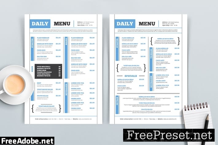 Daily Menu Template YYEPPAC