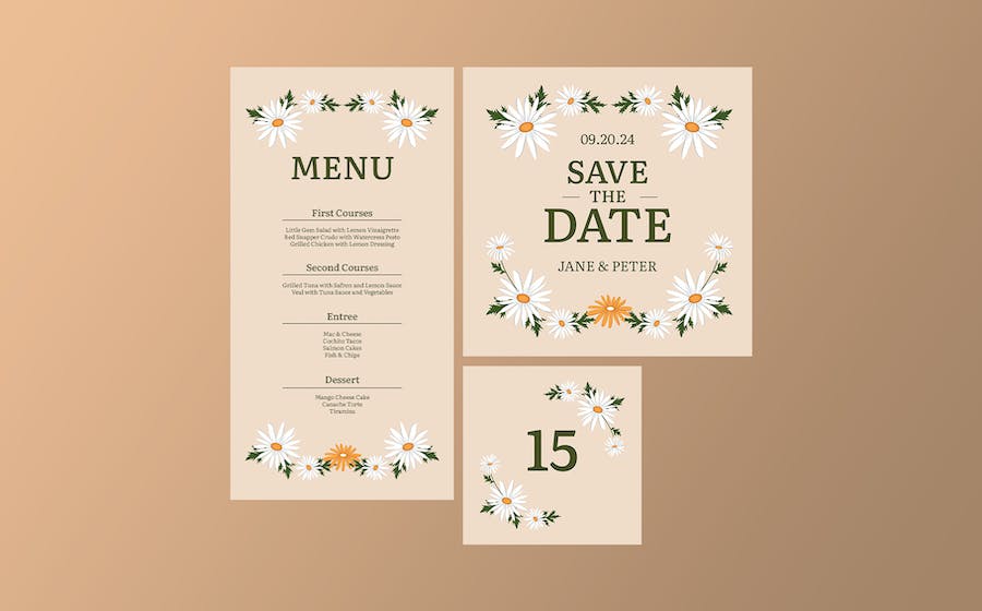 Daisy Wedding Invitation Suite 8XKRXBJ