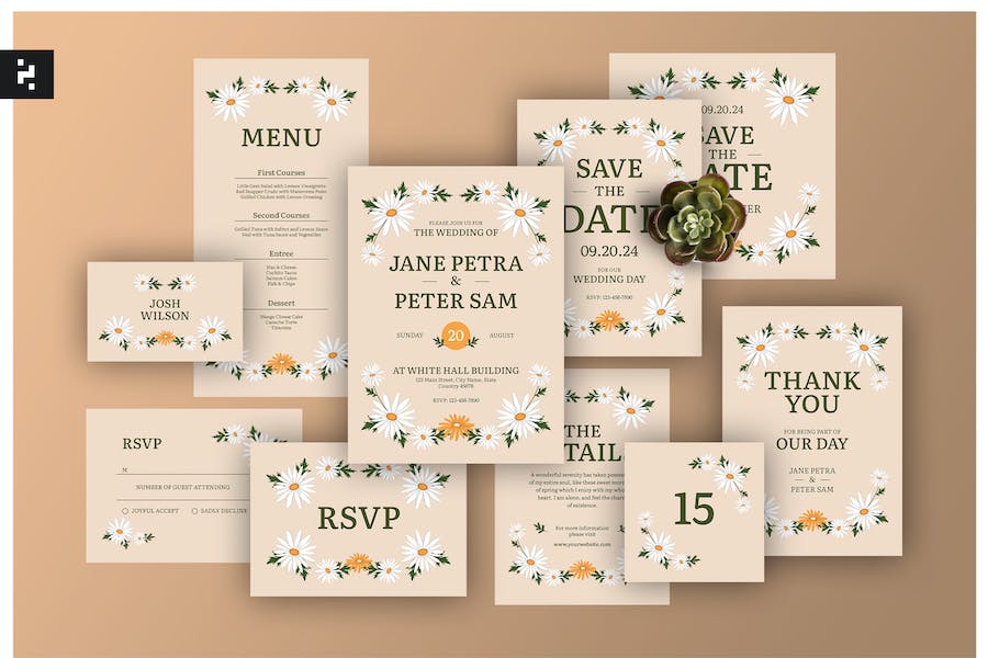 Daisy Wedding Invitation Suite 8XKRXBJ