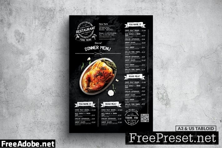 Dark Restaurant Poster Food Menu - A3 & US Tabloid TY9CRKN