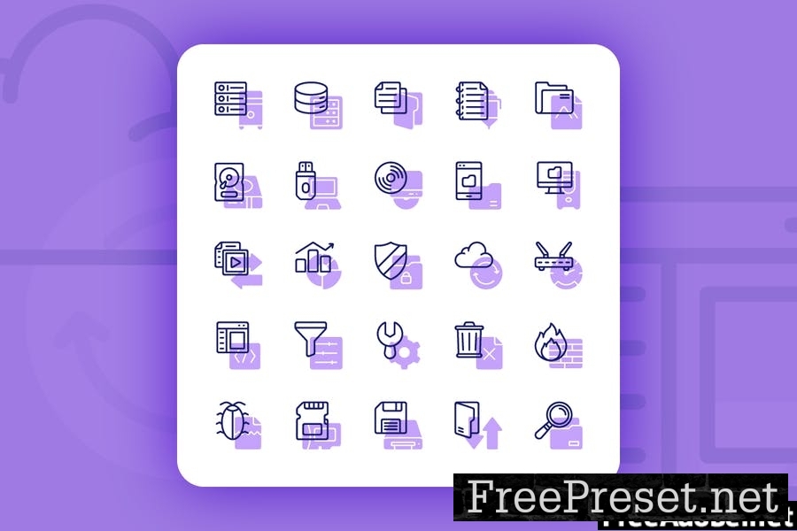 Data Management Icons (Line and Solid) XDYM859