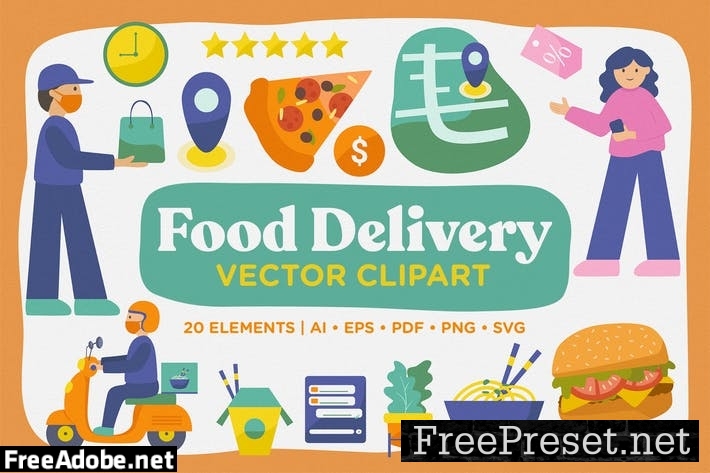 Delivery Food Vector Clipart Pack NA7Q6PW