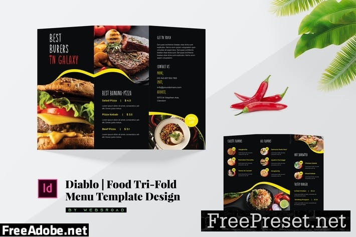 Diablo | Food Tri-Fold Menu Template Design LZF3SLN