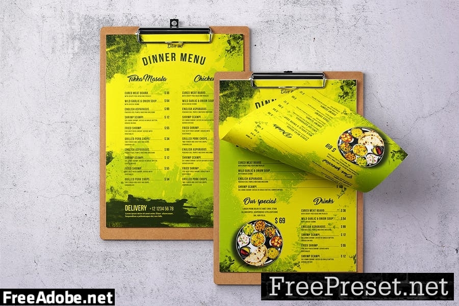 Different Countries Single Page Food Menu Bundle