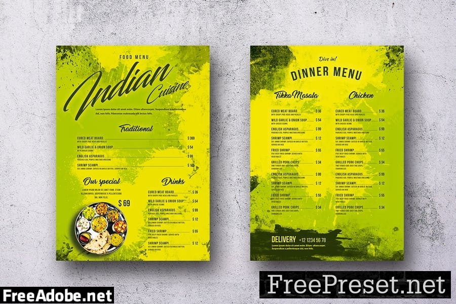 Different Countries Single Page Food Menu Bundle