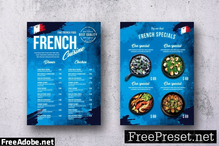 Different Countries Single Page Food Menu Bundle