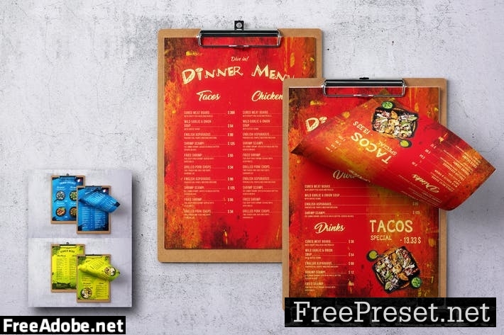 Different Countries Single Page Food Menu Bundle ATPUWGX