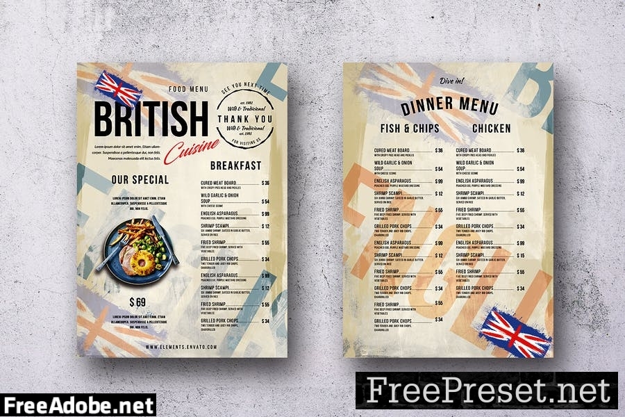 Different Countries Single Page Menu Bundle