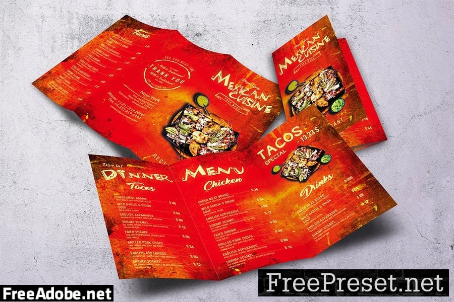 Different Countries Trifold Food Menu Bundle