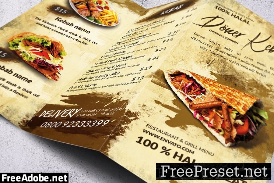 Different Countries Trifold Food Menu Bundle