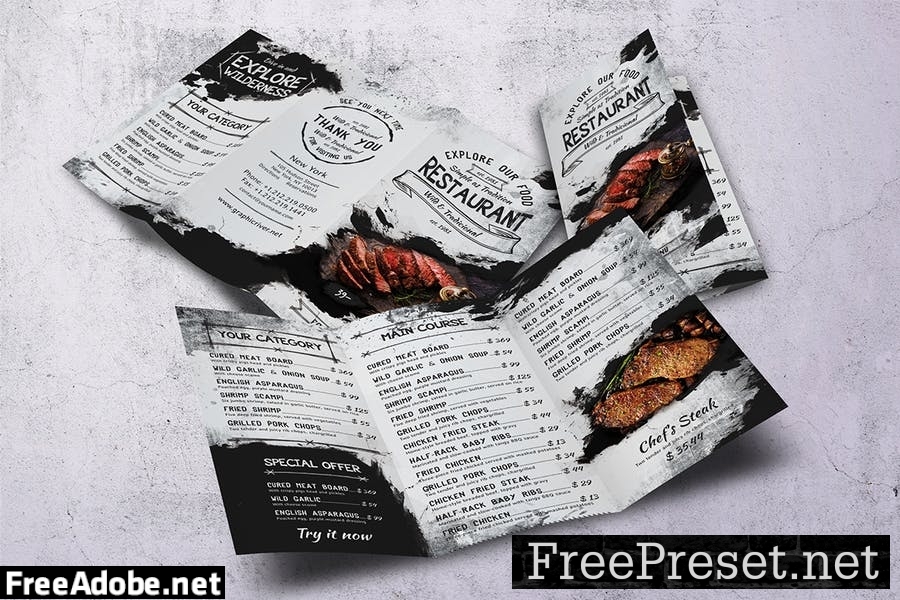 Different Countries Trifold Food Menu Bundle