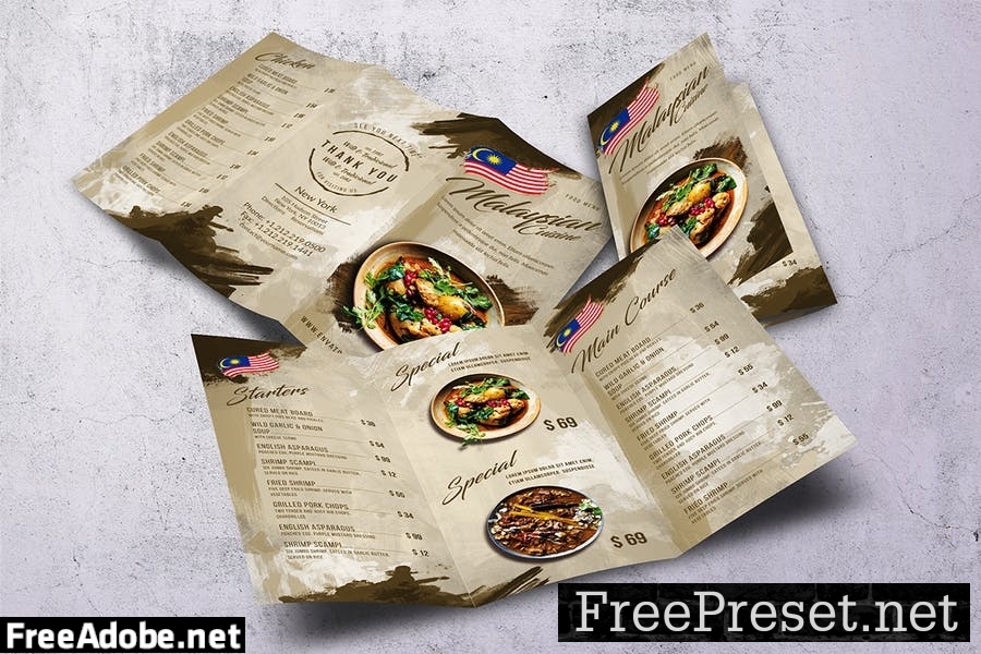 Different Countries Trifold Food Menu Bundle BN8ZT4R