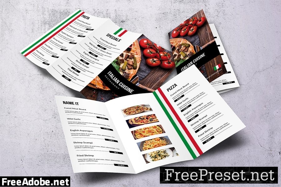 Different Countries Trifold Food Menu Bundle BN8ZT4R