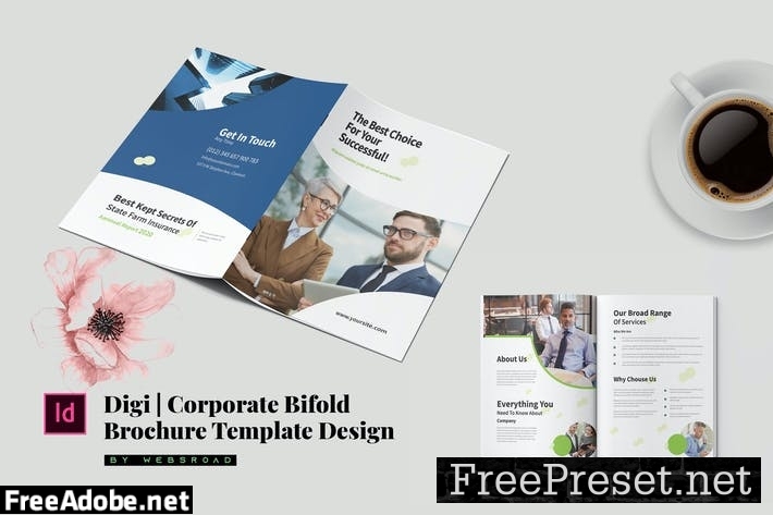 Digi | Corporate Bifold Brochure Template Design EVLRGAT