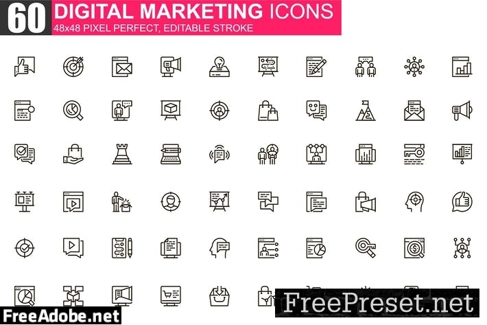 Digital Marketing Thin Line Icons Pack AMXEEFX