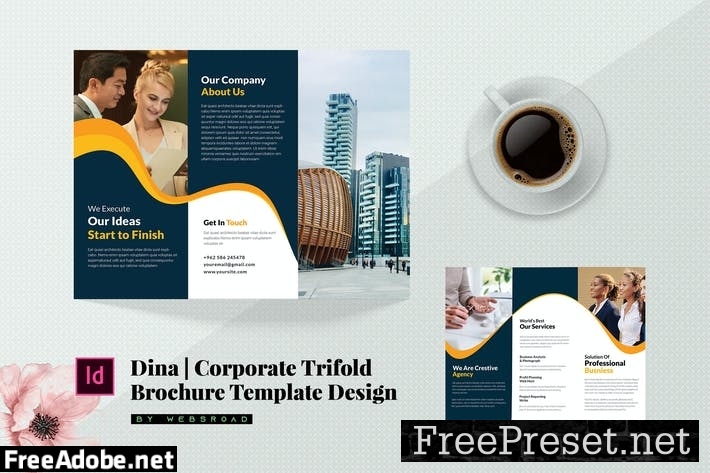 Dina | Corporate Trifold Brochure Template Design BQAKX7E