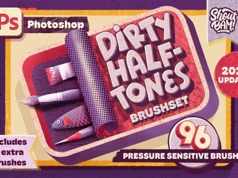 Dirty Halftones Photoshop Brush Set 12698601