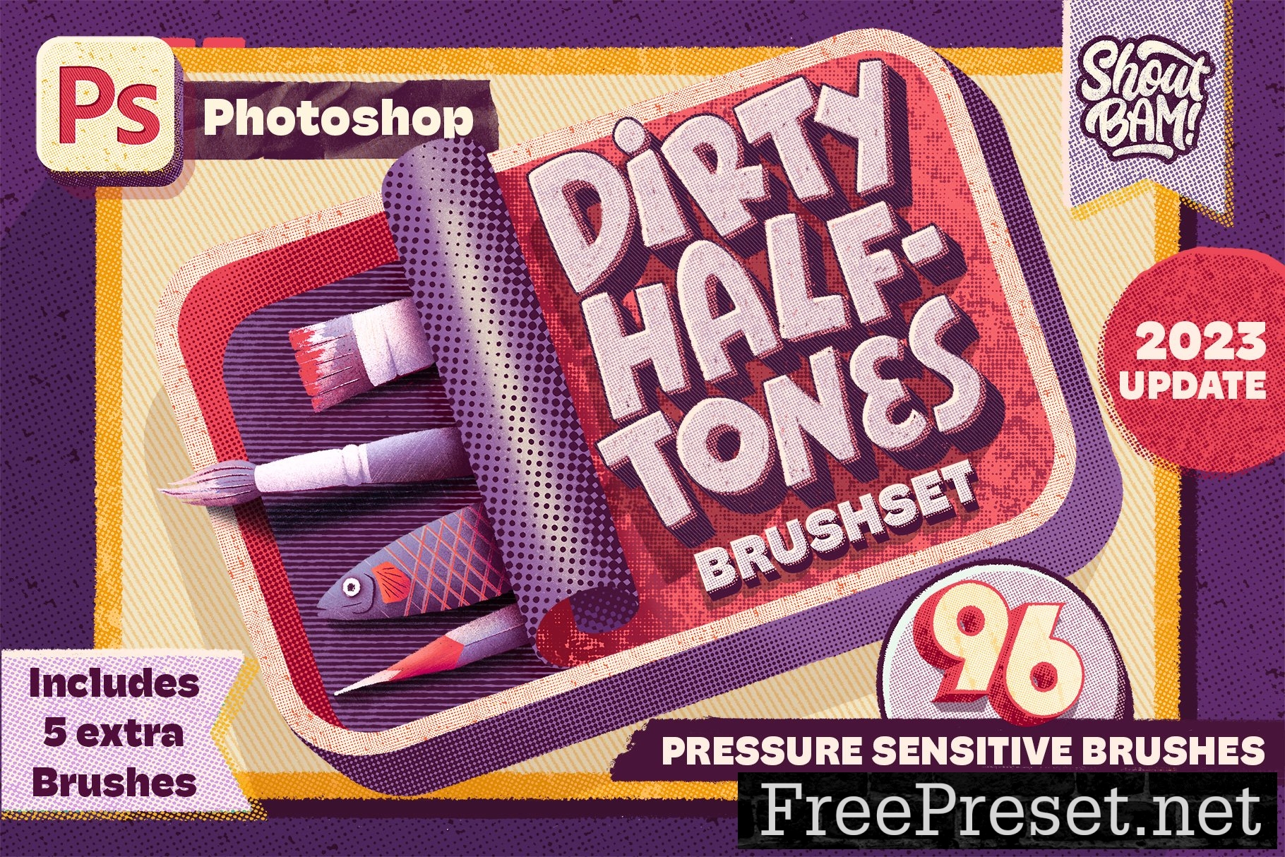 Dirty Halftones Photoshop Brush Set 12698601