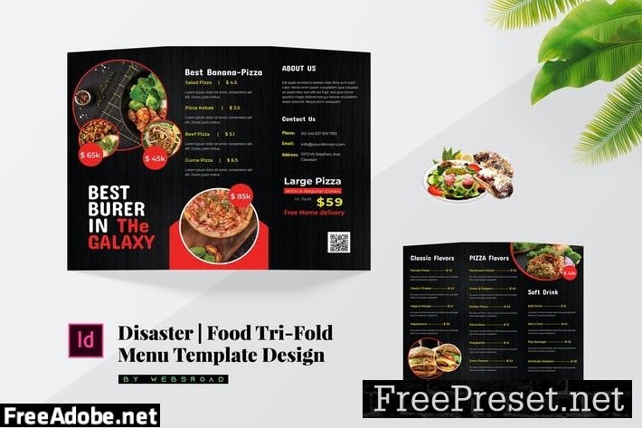 Disaster | Food Trifold Menu Template Design JT3TWTL