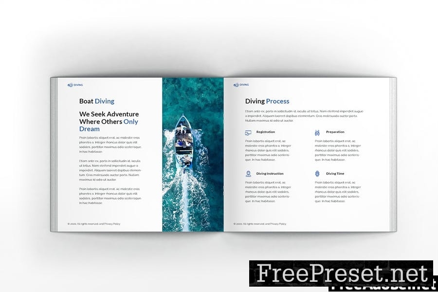 Diving School Square Brochure Template