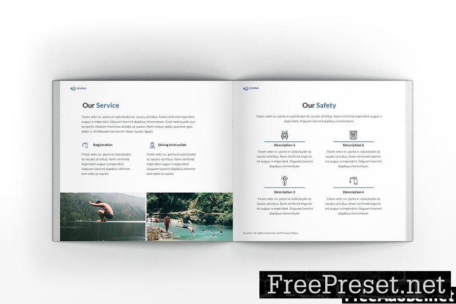 Diving School Square Brochure Template