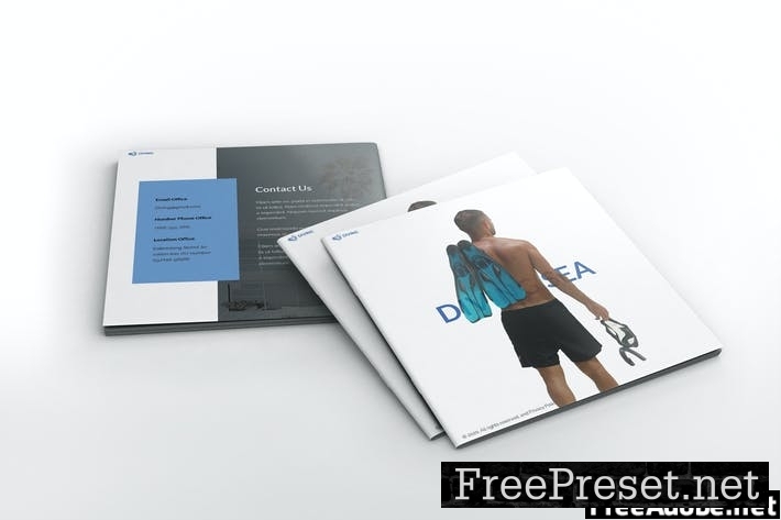 Diving School Square Brochure Template JUHH7TY