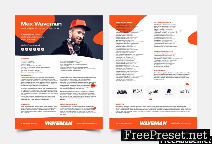 DJ & Producer Press Kit / Resume / Rider Template VJEENVA