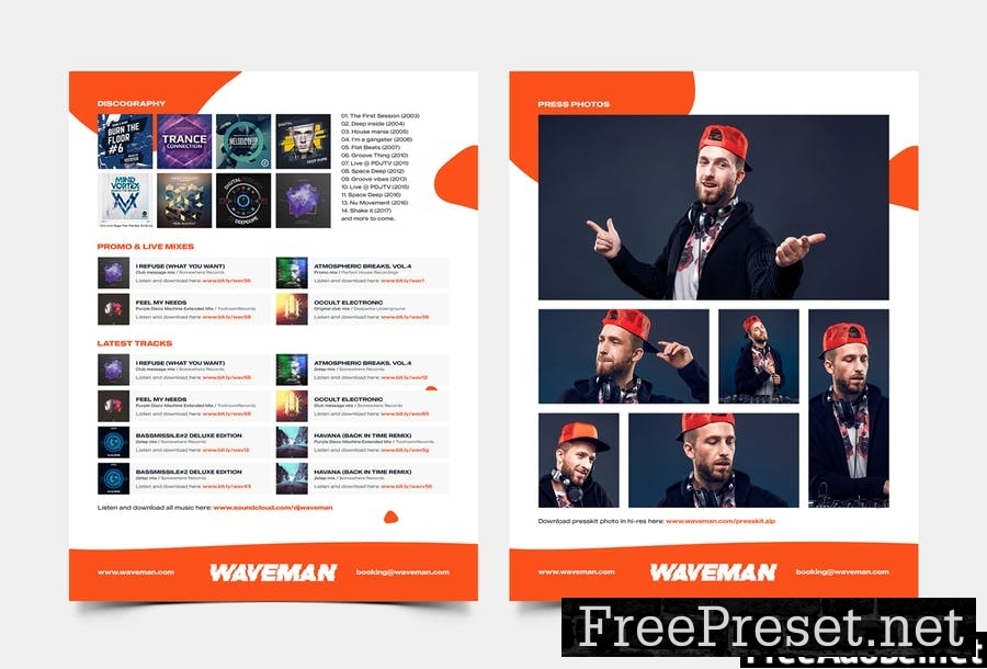 DJ & Producer Press Kit / Resume / Rider Template VJEENVA