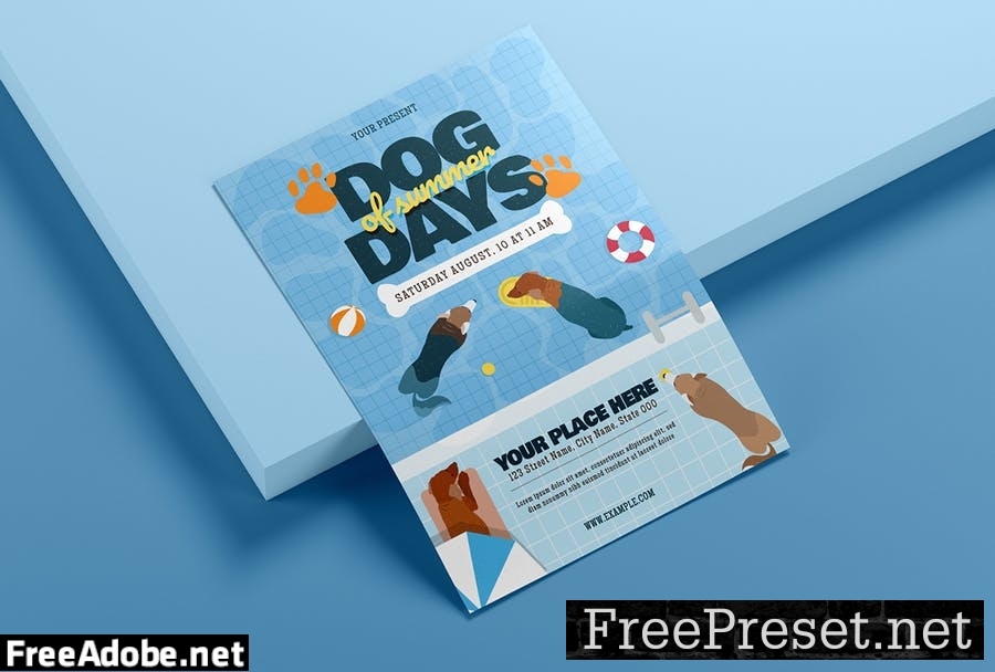 Dog Swimming in the Pool - Flyer Template LSDAC9Z