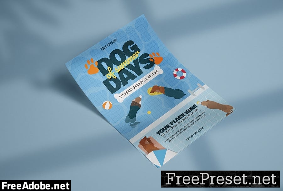 Dog Swimming in the Pool - Flyer Template LSDAC9Z