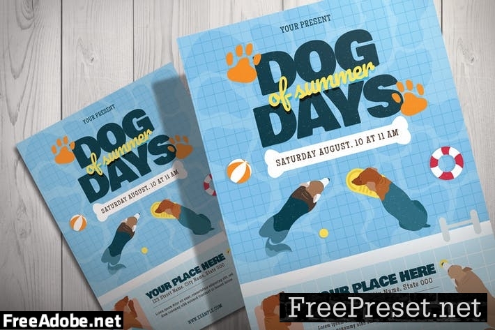 Dog Swimming in the Pool - Flyer Template LSDAC9Z