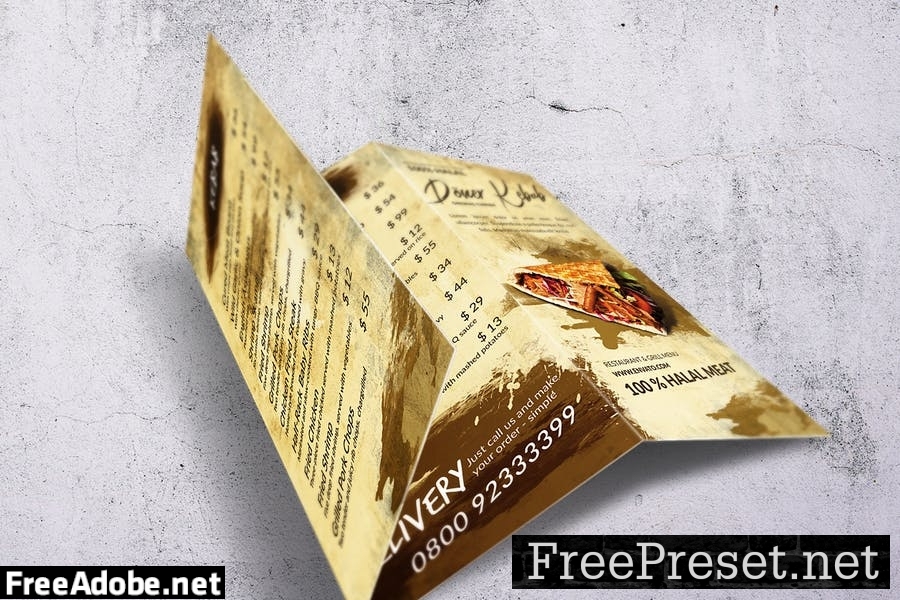 Doner Kebab Trifold A4 & US Letter Food Menu 4ZHXURV