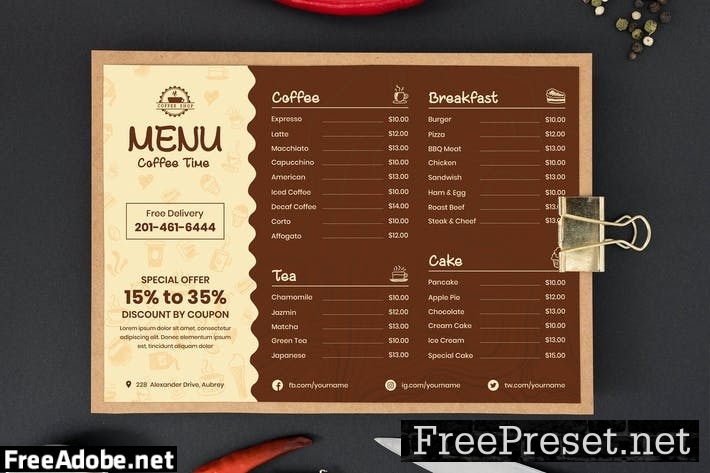 Drink Menu & Food Menu RD2Q86R