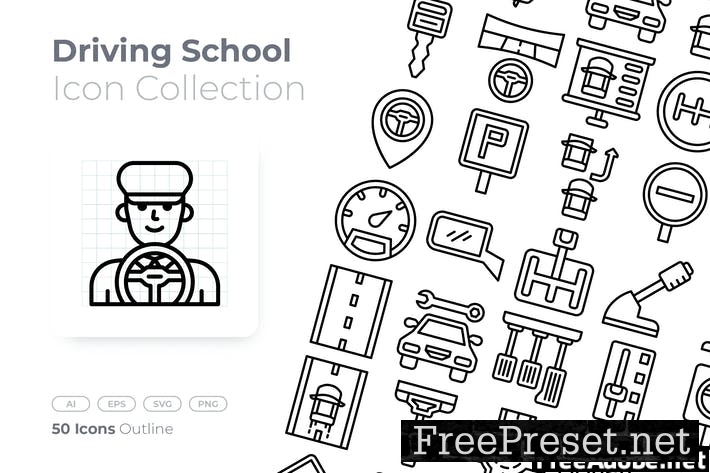 Driving School Outline Icon 739Y5ST