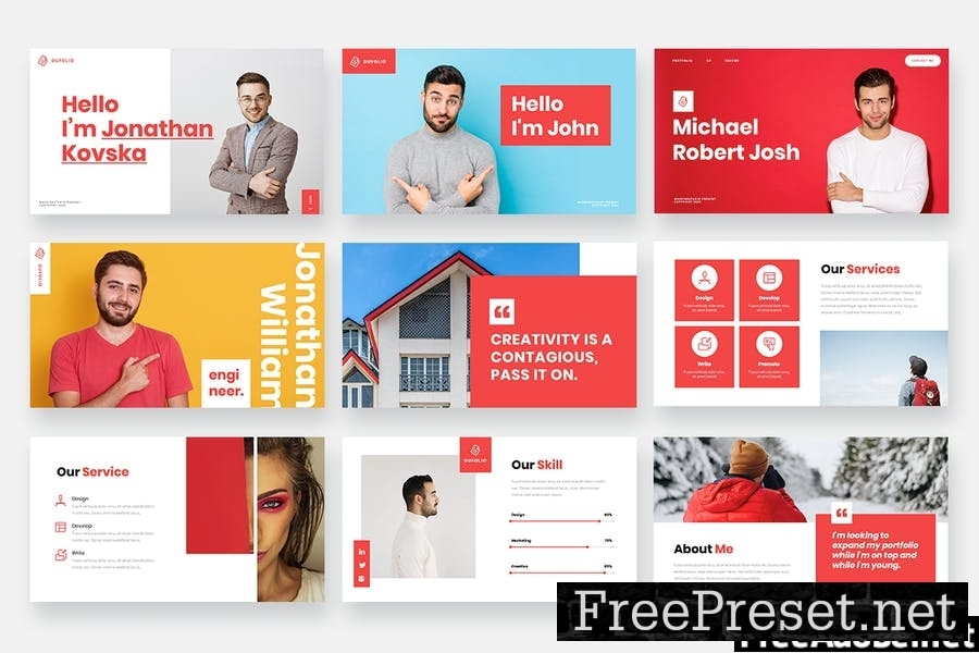 DUFOLIO - Personal Portfolio Powerpoint Template 49P3MED