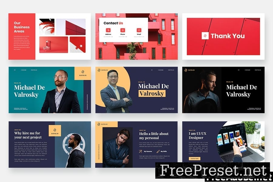 DUFOLIO - Personal Portfolio Powerpoint Template 49P3MED