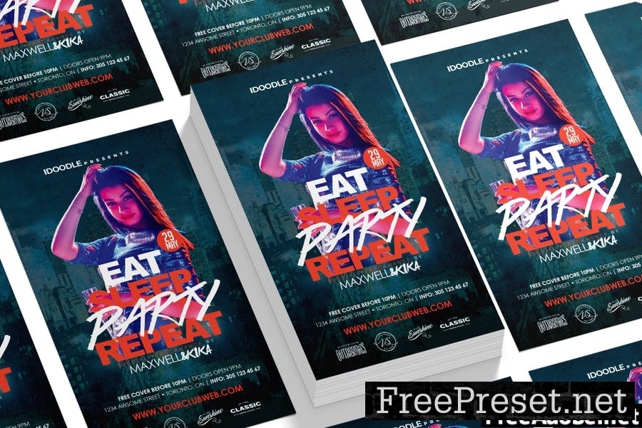 Eat • Sleep • Party • Repeat Flyer KMFH2BY