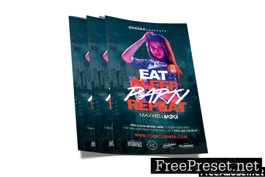 Eat • Sleep • Party • Repeat Flyer KMFH2BY