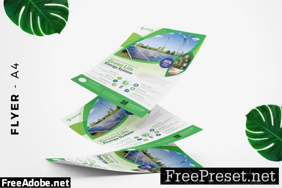 Eco Green Energy / Solar Cell Flyer Design 6AX5S9K