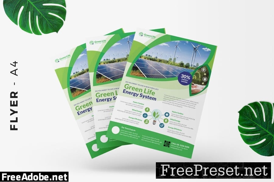 Eco Green Energy / Solar Cell Flyer Design 6AX5S9K