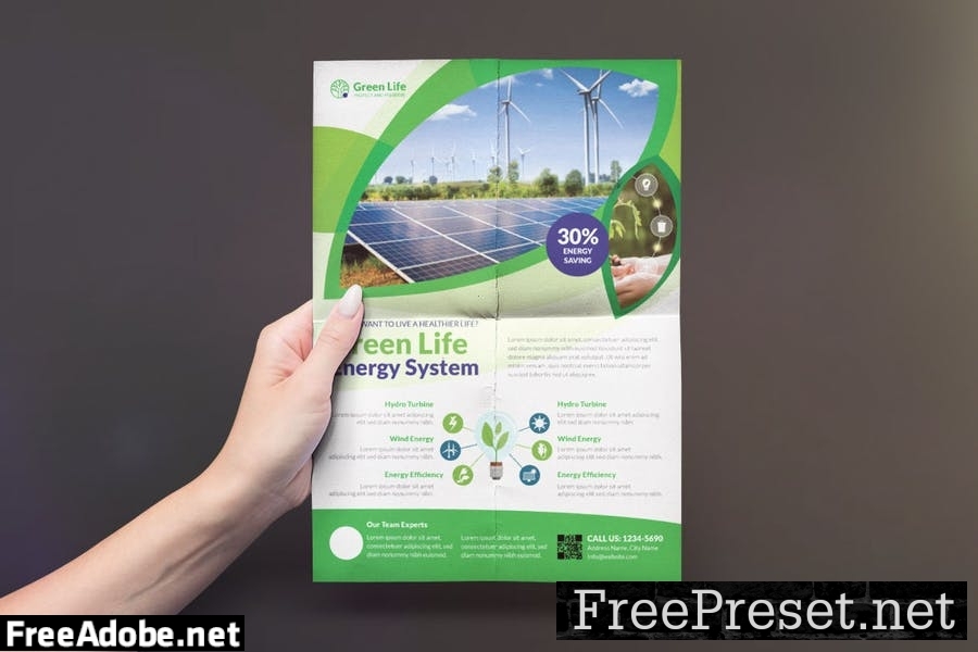 Eco Green Energy / Solar Cell Flyer Design 6AX5S9K